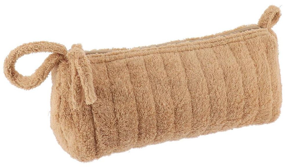 Schminktasche aus baumwolle mit samteffekt - karamell - Tendance