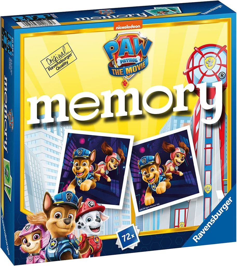 Ravensburger PAW PATROL The Movie Mini Memory Spiel 208357, 72 Karten, 2-8 Spieler
