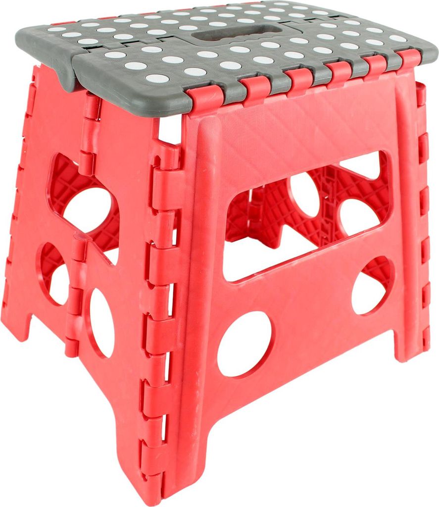 Zusammenklappbarer Tritthocker - rot - 32 x 36 cm - Produktbild 