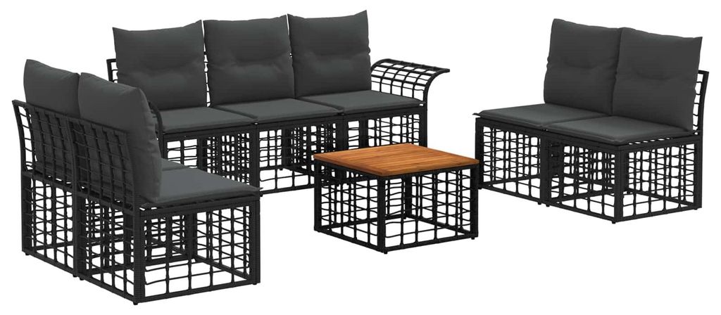 Möbel Outdoor-Sofagarnitur 8 pcs Schwarz und Dunkelgrau PolyesterGartenmöbelgarnituren - Gartenmöbelgarnituren c5806