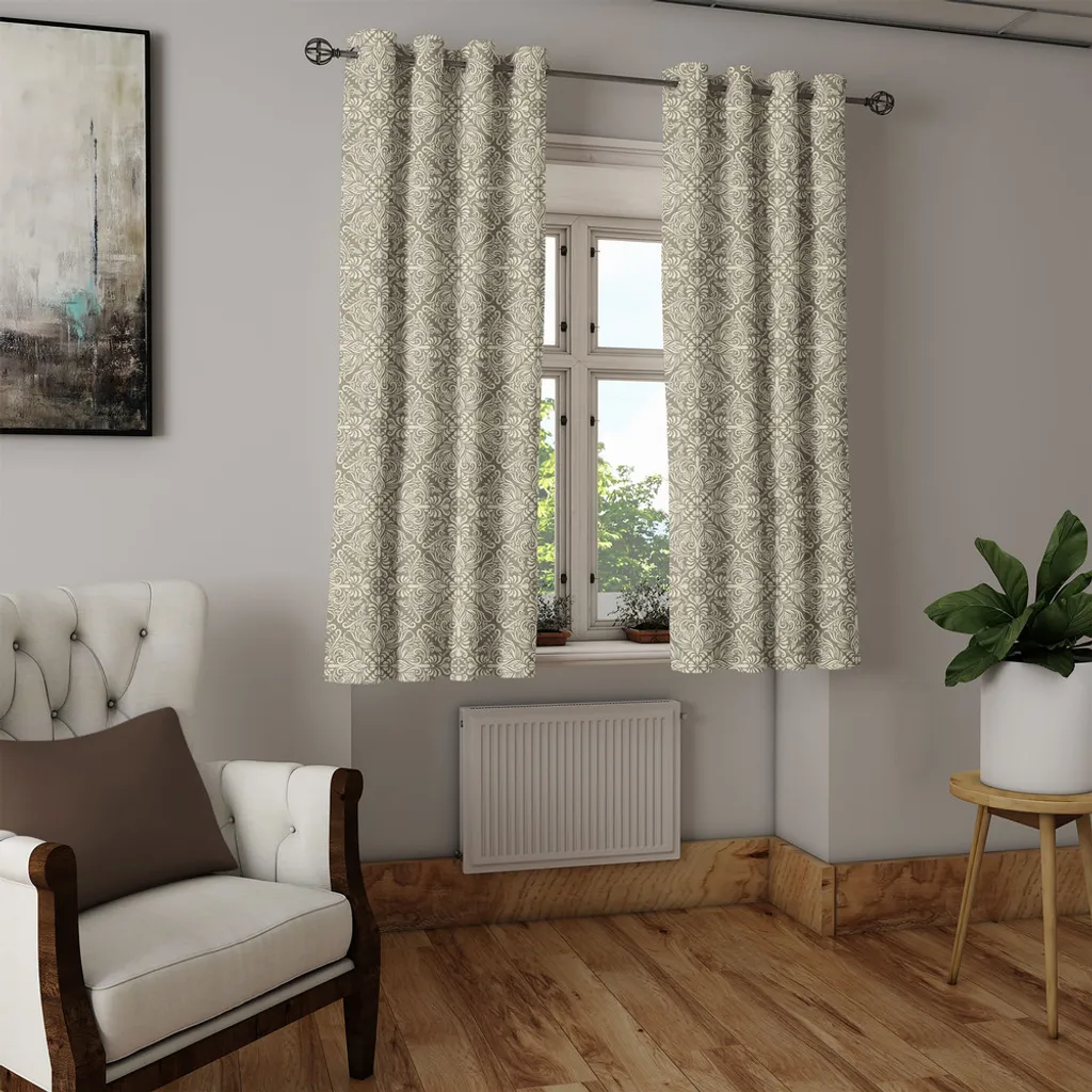 Tenda Damasco Bizantino ABAKUHAUS 280x225cm Tortora & Beige - 3