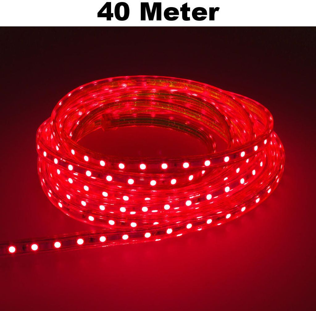 Leuchtstreifen SMD2835 60 LED/Meter LED Strip Stripe Lichtleiste Lichterkette Lichtband Lichtstreifen Band Rot 40 Meter Länge Komplett Set