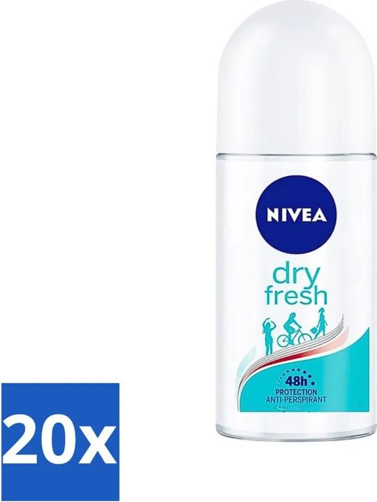 Nivea - Deodorante - Roller - Dry Fresh - 48 ore a lunga durata - 50 ml - Confezione risparmio - 20 pezzi