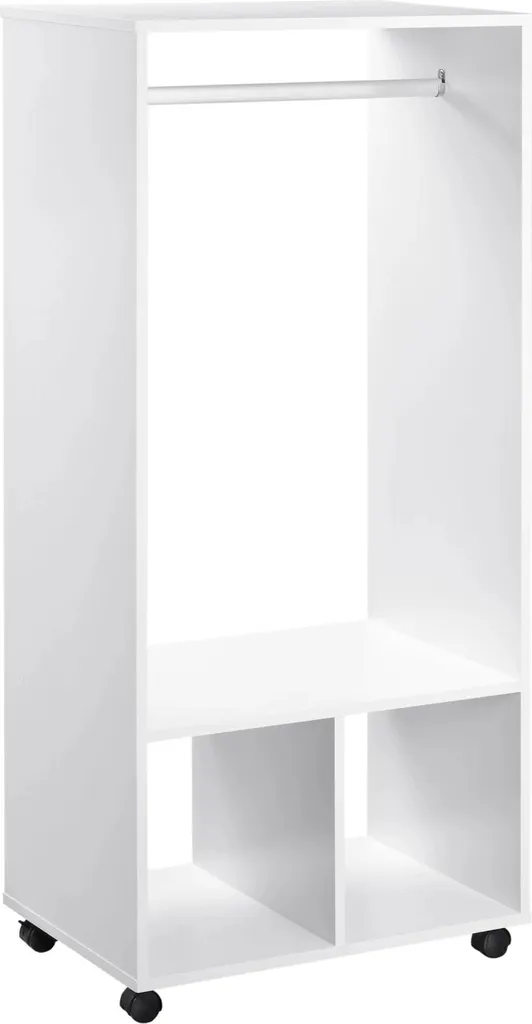 Penderie mobile en bois blanc avec étagères de rangement - Dressing Ouvert