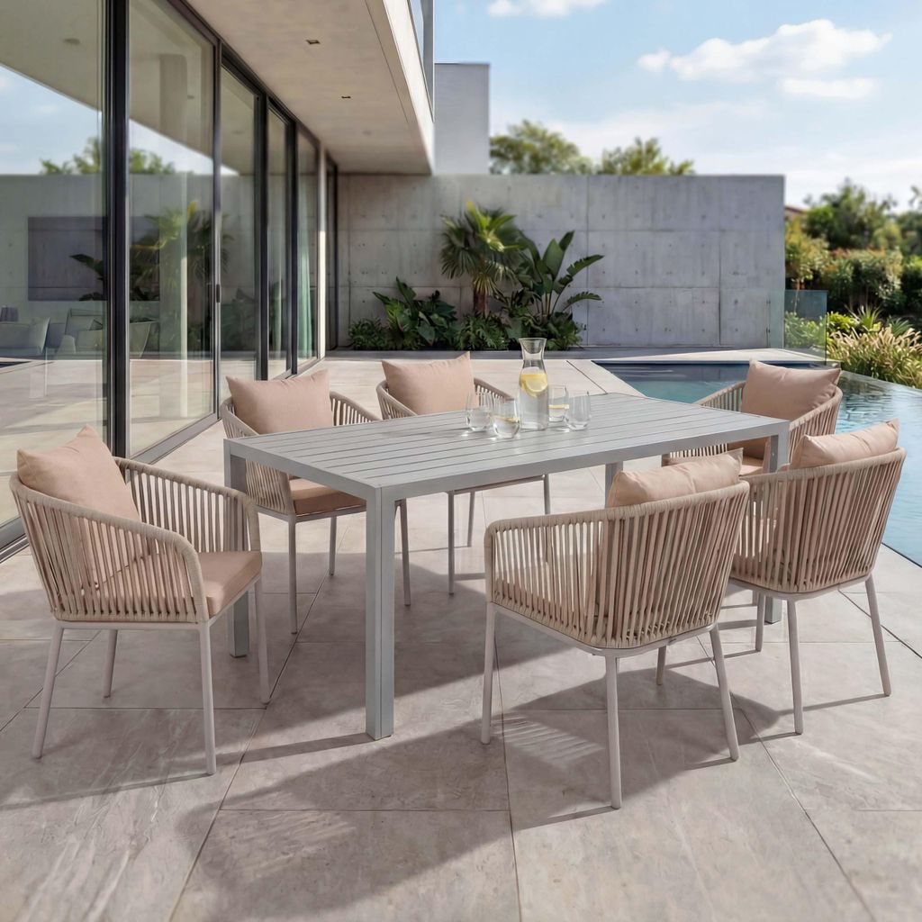 Gartengarnitur MCW-N41, Tisch+6xStuhl, wetterfest Alu Produktbild 