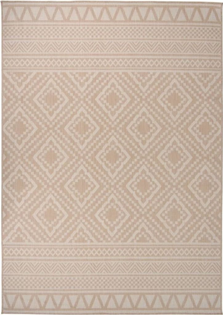 Outdoor-Teppich Flachgewebe 140x200 cm Braun Gestreift