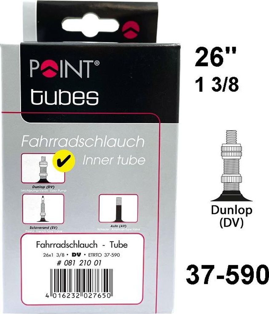 Point 26" Fahrradschlauch 26x1 3/8 - 37-590 - DV Produktbild 