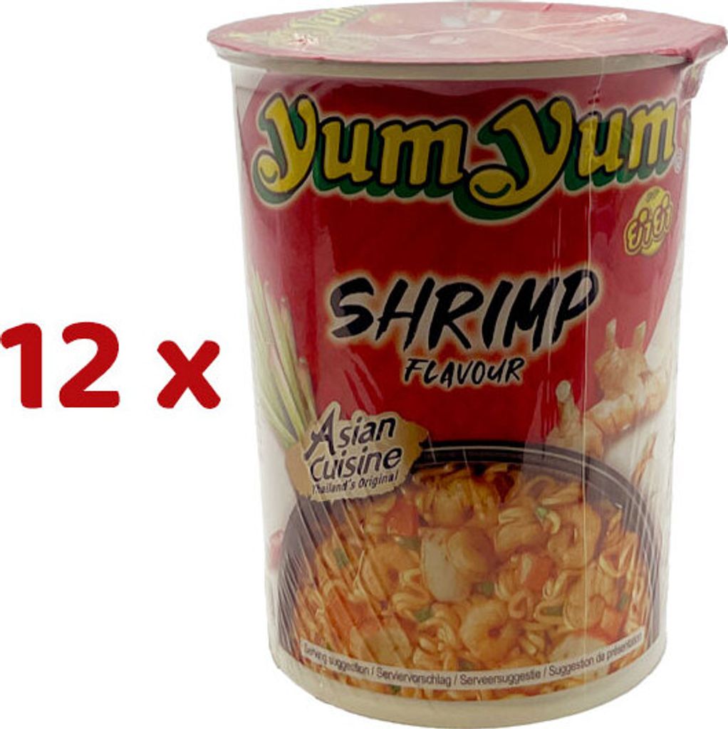 YumYum CUP Instatnudeln SHRIMP/ Garnelen Flavour 12x 70g Produktbild 