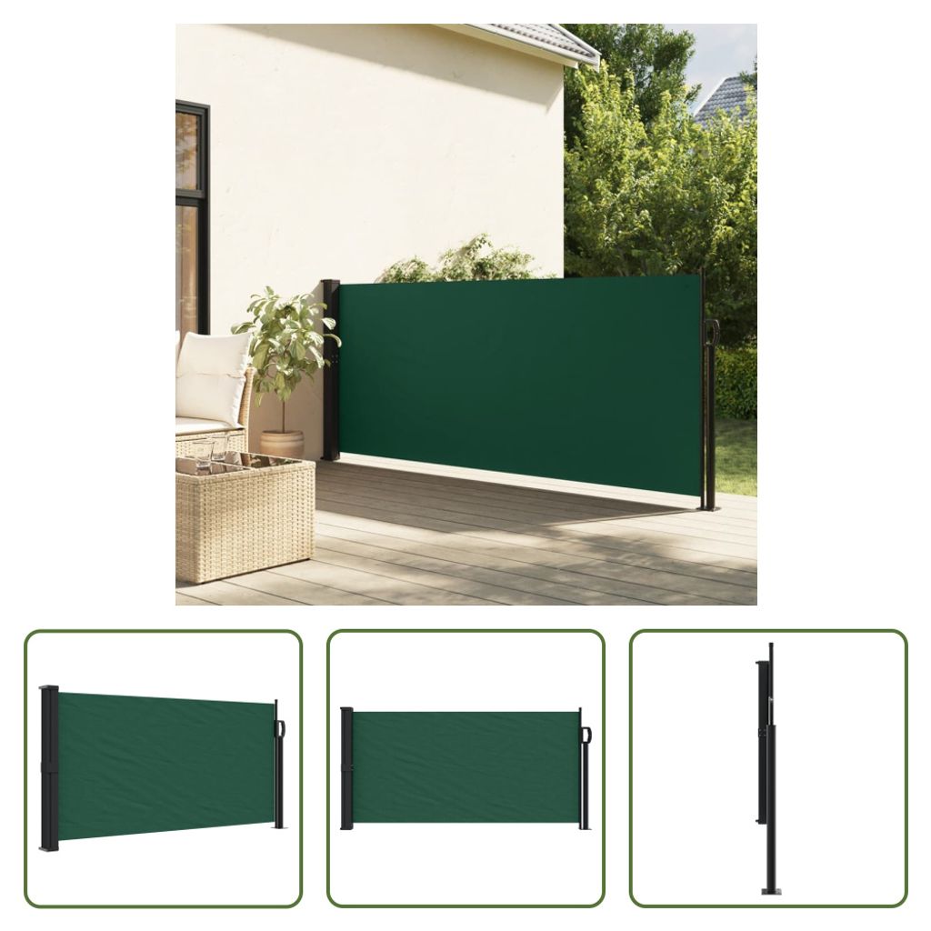 The Living Store Seitenmarkise Ausziehbar Dunkelgrün 100x300 cm