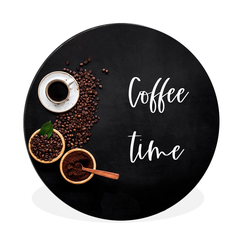 MuchoWow Aluminium Wandkreis Zitate - Sprichwörter - Kaffeezeit Ø 60 cm Wanddeko Modern Wohnzimmer - Wand Kreis - Wandbild - Schlafzimmer - Alu...