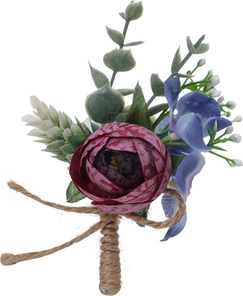 1 Bouquet Flower Decor Simulierte einfache Pflege Schöne Anti -Fade -Braut Boutonniere Corsage Hochzeitszubehör-Lila