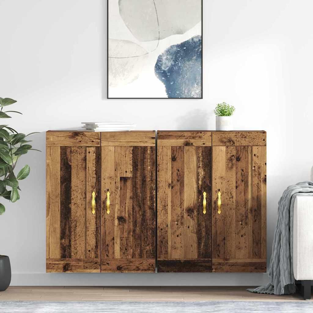 vidaXL Wandmontierter Schrank 2 pcs Altholz 69,5 x 34 x 90 cm