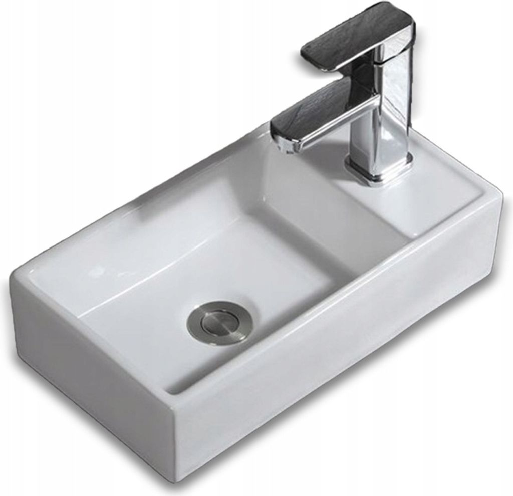 Lavabo Retangolare In Vetroceramica Da Appoggio, Bianco Immagine del prodotto 
