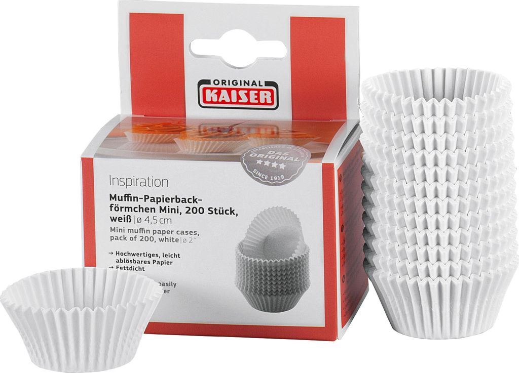 KAISER Papierbackförmchen Mini Muffin Ø4,5cm weiß 200er Produktbild 7