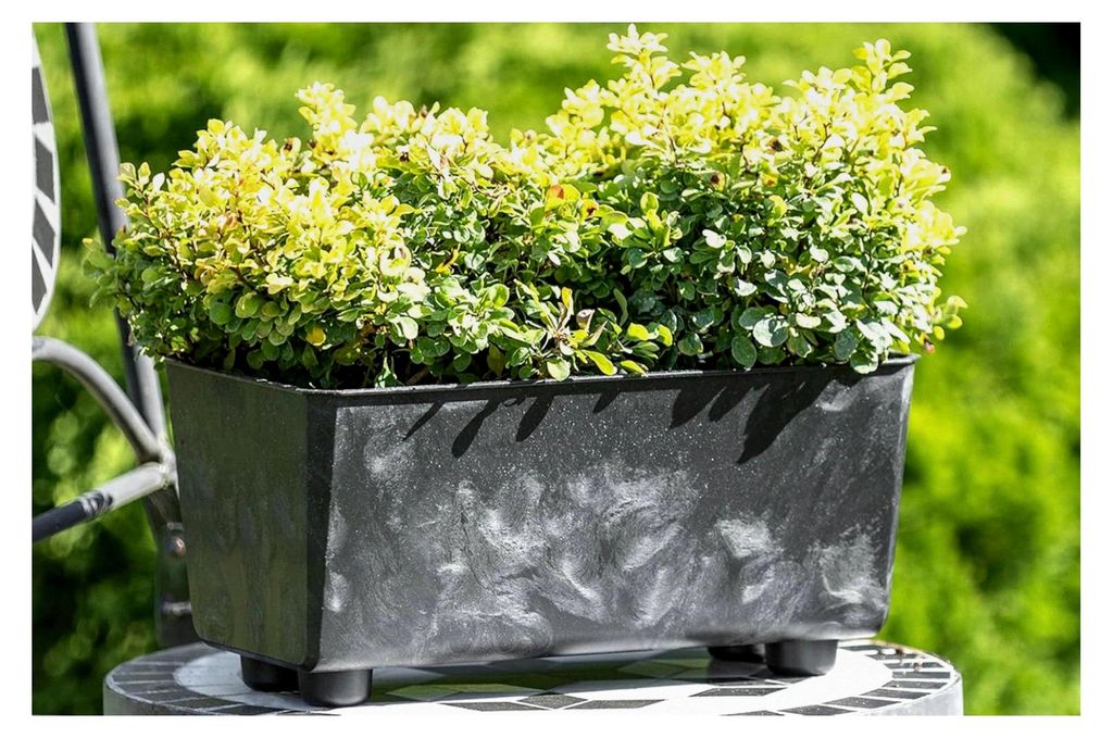 Rechteckiger Blumentopf für den Innenbereich, Blumenkasten mit Füßen, Pflanzkübel, Kräuterkasten, 2 Stück, Weiß, 28,5x17cm