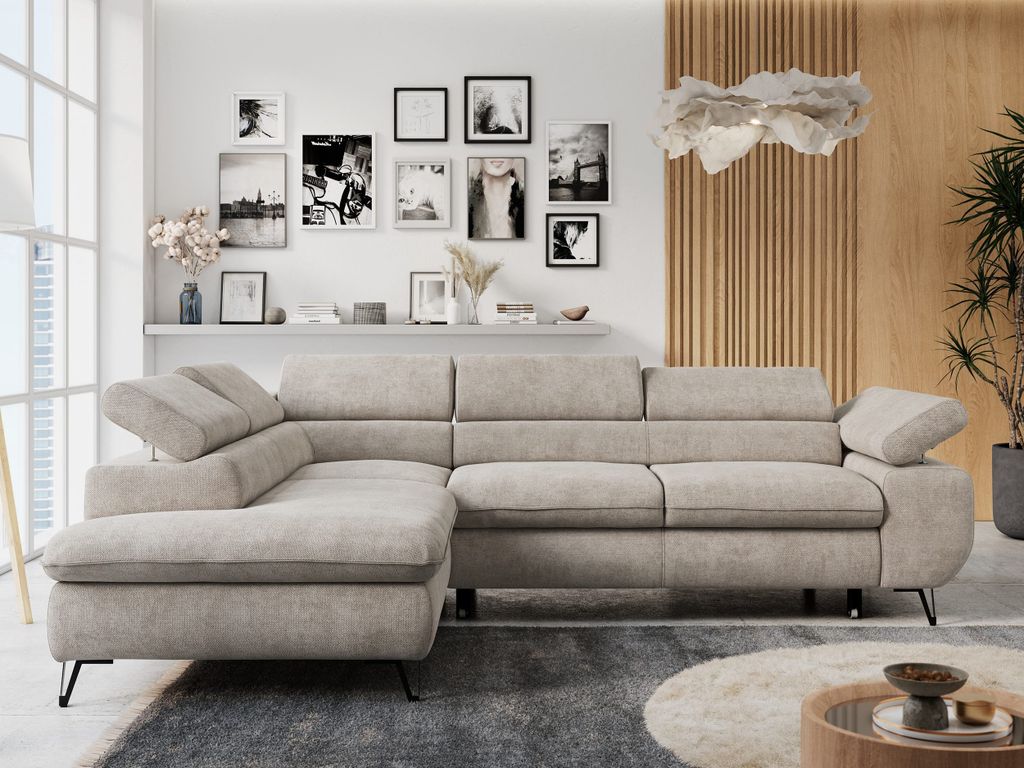 Ecksofa Sofa Beige, Wohnlandschaft L-Form mit Produktbild 