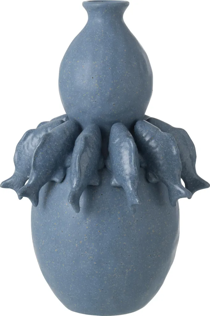 Grand Vase Décoratif Poisson Bleu J-Line : Objet de Décoration Design