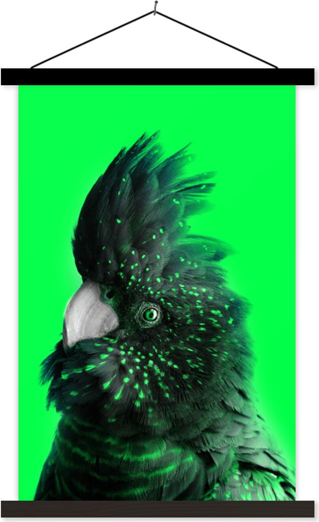 MuchoWow Textilposter Kakadu - Vogel - Grün 120x180 cm mit schwarzem Rahmen - Fotos