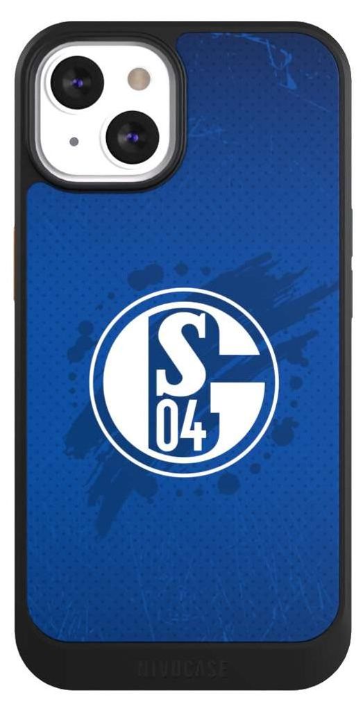 NIVOCASE Hülle für Apple iPhone 13 Handyhülle NIVOcore Case Schwarz Bundesliga FC Schalke 04 Offizielles Lizenzprodukt