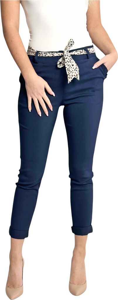 MIssisshop Female Damen Stretch Klassische Chino Hose (Mod. 366) Blau S