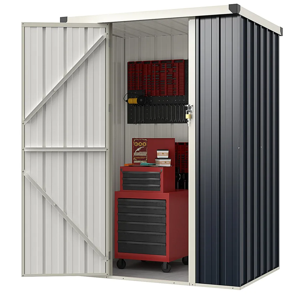 Armoire de jardin extérieure en métal gris 117x89x162 cm verrouillable