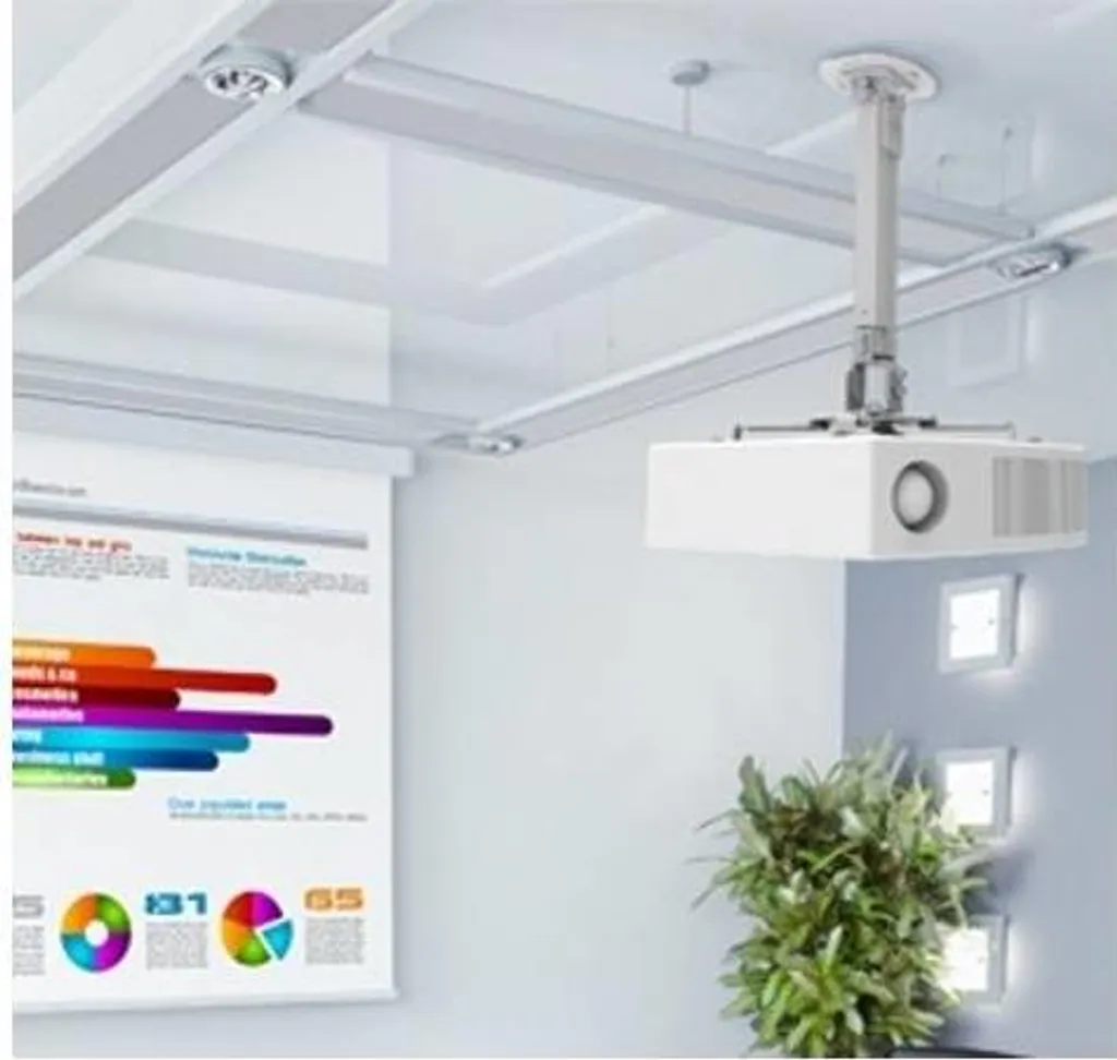 Fixation Plafond Projecteur Extensible 38-58cm avec Gestion des Câbles