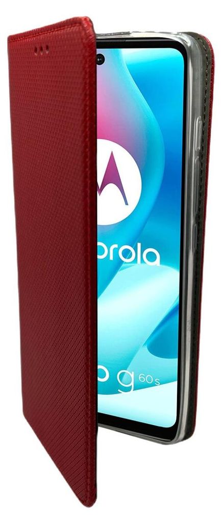 Elegante Buch-Tasche Hülle Smart Magnet kompatibel mit MOTOROLA MOTO G60S Leder Optik Wallet Book-Style Cover Schale in Rot