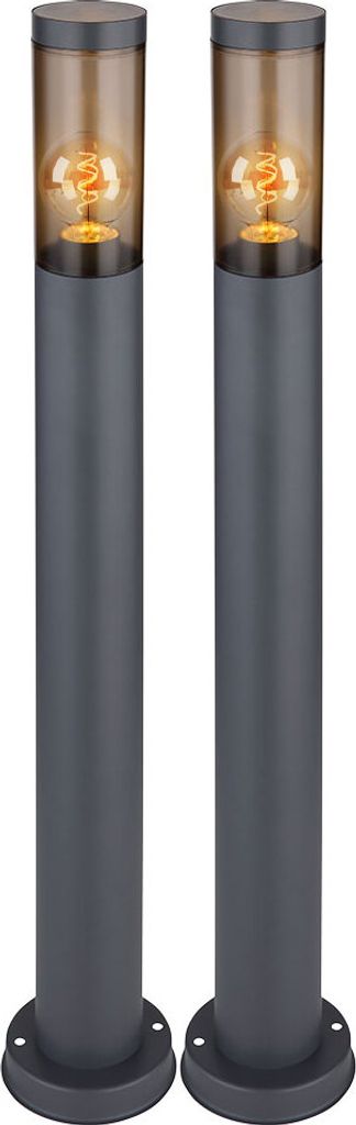 2er Set Stehleuchte, Edelstahl, rauch, anthrazit, H 80 cm