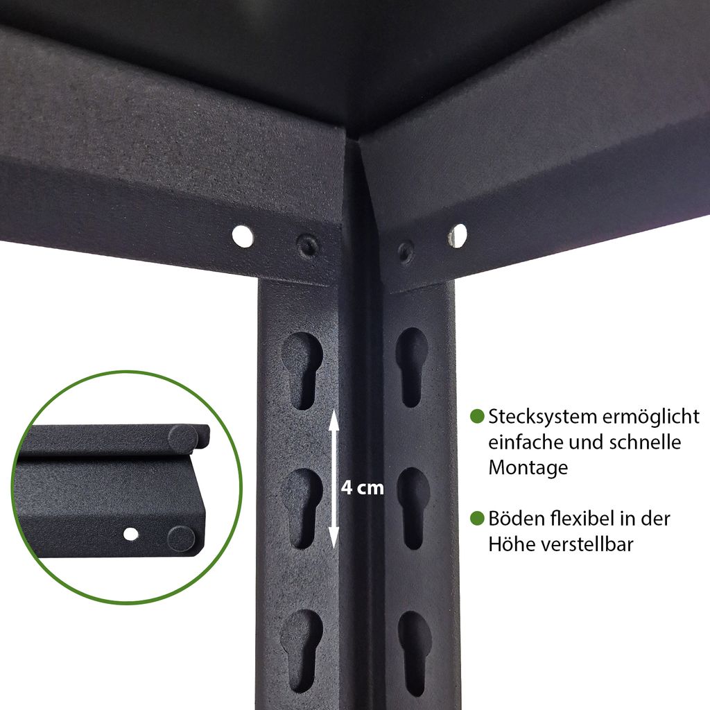 TRUTZHOLM Wohnzimmerregal – 180x90x30 Cm, 5 Böden, 875 Kg Traglast, Schwarz-matt