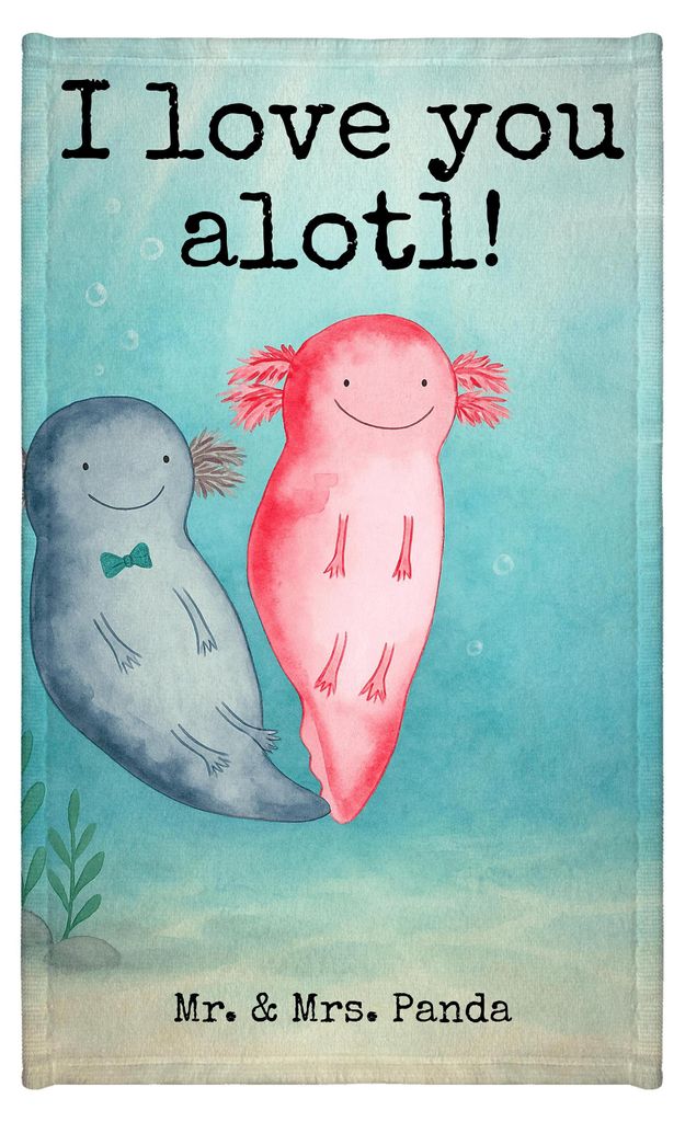 Mr. & Mrs. Panda Handtuch Axolotl Liebe Design - Weiß - Geschenk, Frotteehandtuch, Hochzeitstag, Jahrestag, Freund, badezimmer, Gäste-WC, für Fr...