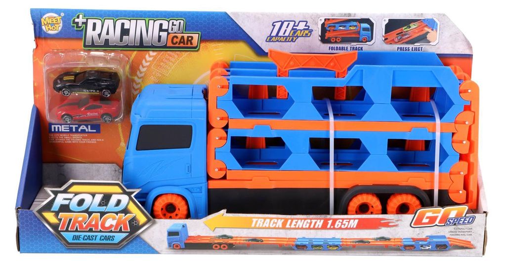 Pop-Up Auto Transporter + 2 Die-Cast Voertuigen
