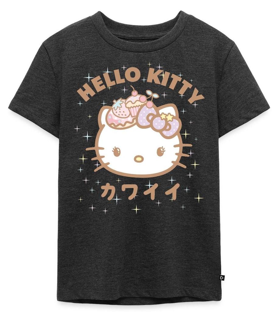 Spreadshirt Hello Kitty Kawaii Stil Kinder Premium T-Shirt, 122/128 (6 Jahre), Anthrazit meliert