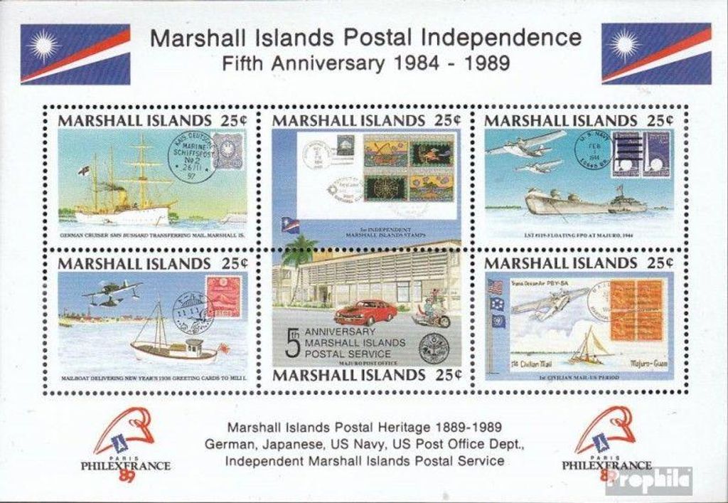 Briefmarken Marshall-Inseln 1989 Mi Block5 (kompl.Ausg.) Produktbild 