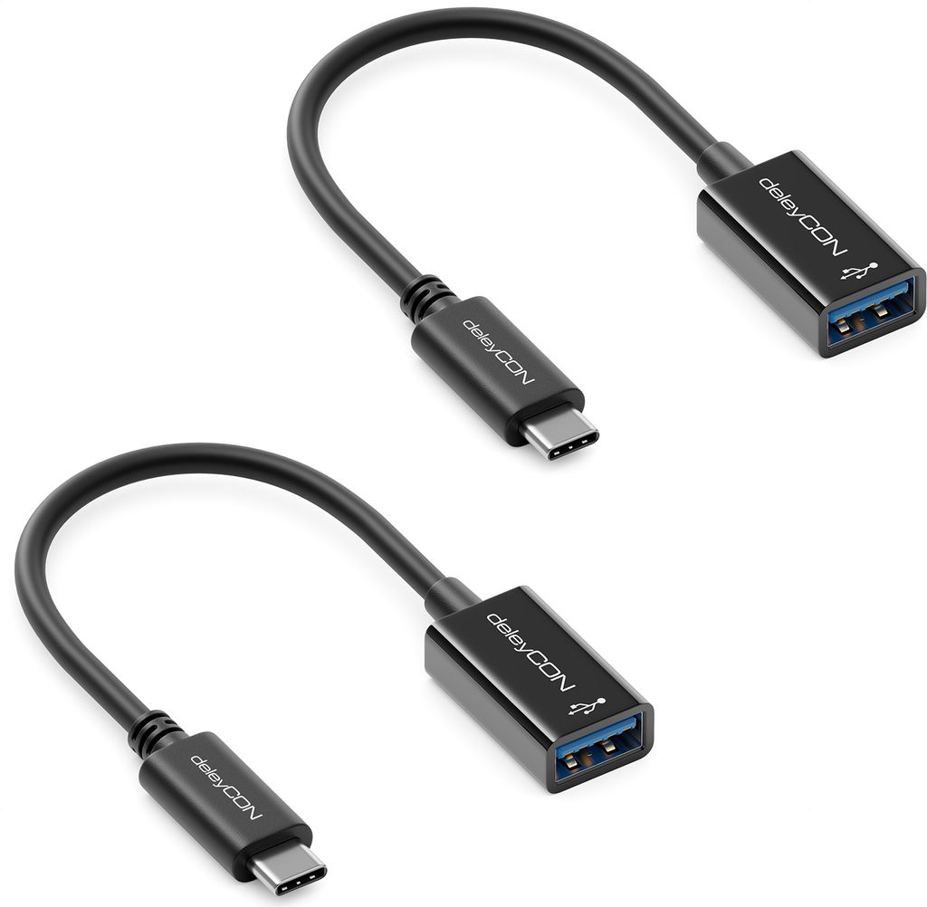 deleyCON 2 Stück USB-C auf USB OTG Adapter Kabel 17cm - USB Produktbild 