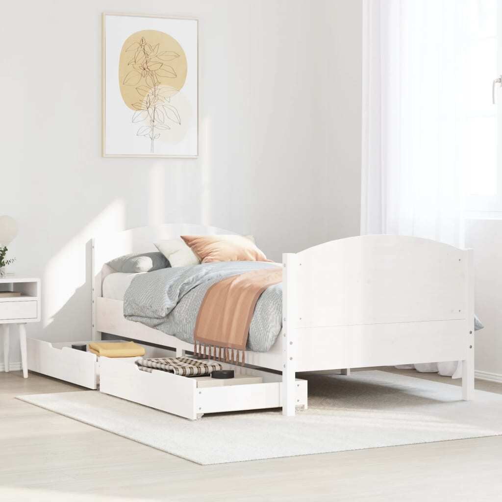 "2026 Promotion" Massivholzbett Schlafzimmer - ohne Matratze - Weiß - 90x200 cm - Kiefernholz - Polsterbett CC16113