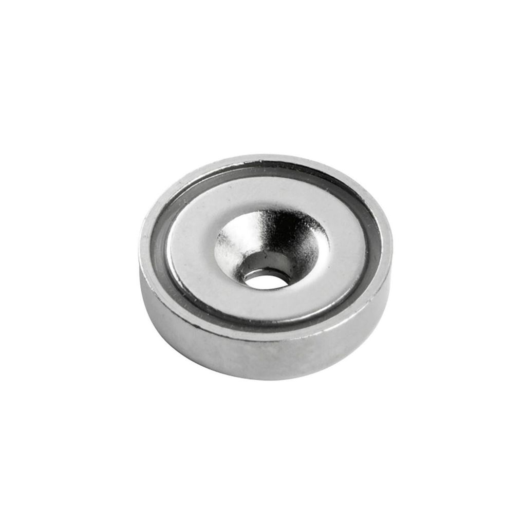 Topfmagnet (Neodymmagnet), Magnet mit Bohrung M4 ø 20mm, vernickelt