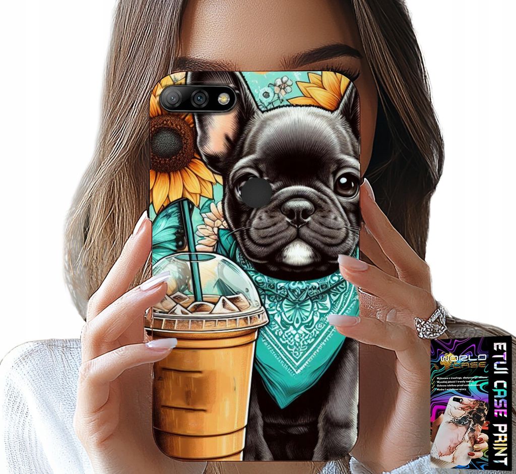 Fall Für Huawei Y7 2018 - Bulldogge Coffi Liebe, Sonnenblumen, Psi Fall