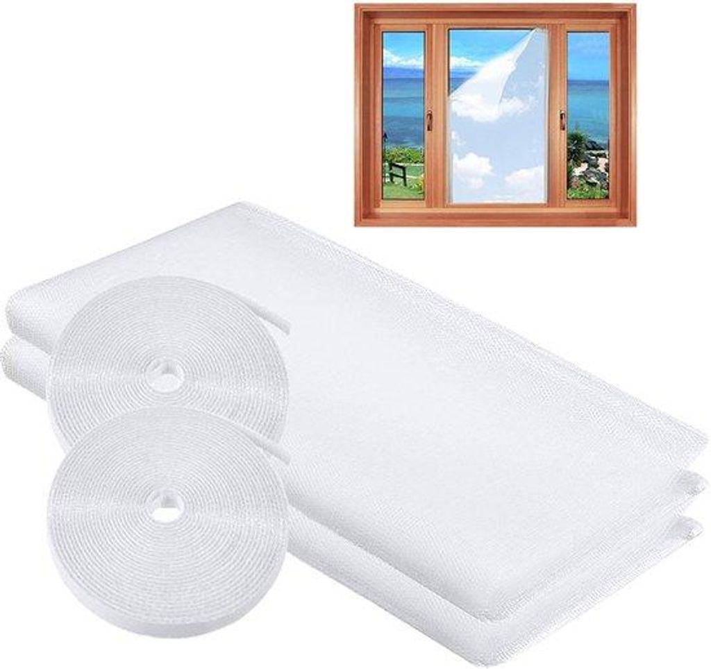Insektenschutz für Fenster, weiß, 150 x 180 cm, Packung von 2 Stücken, Fensterklappen für Insektenschutz, Fensterklappen für Insektenschutz, I...