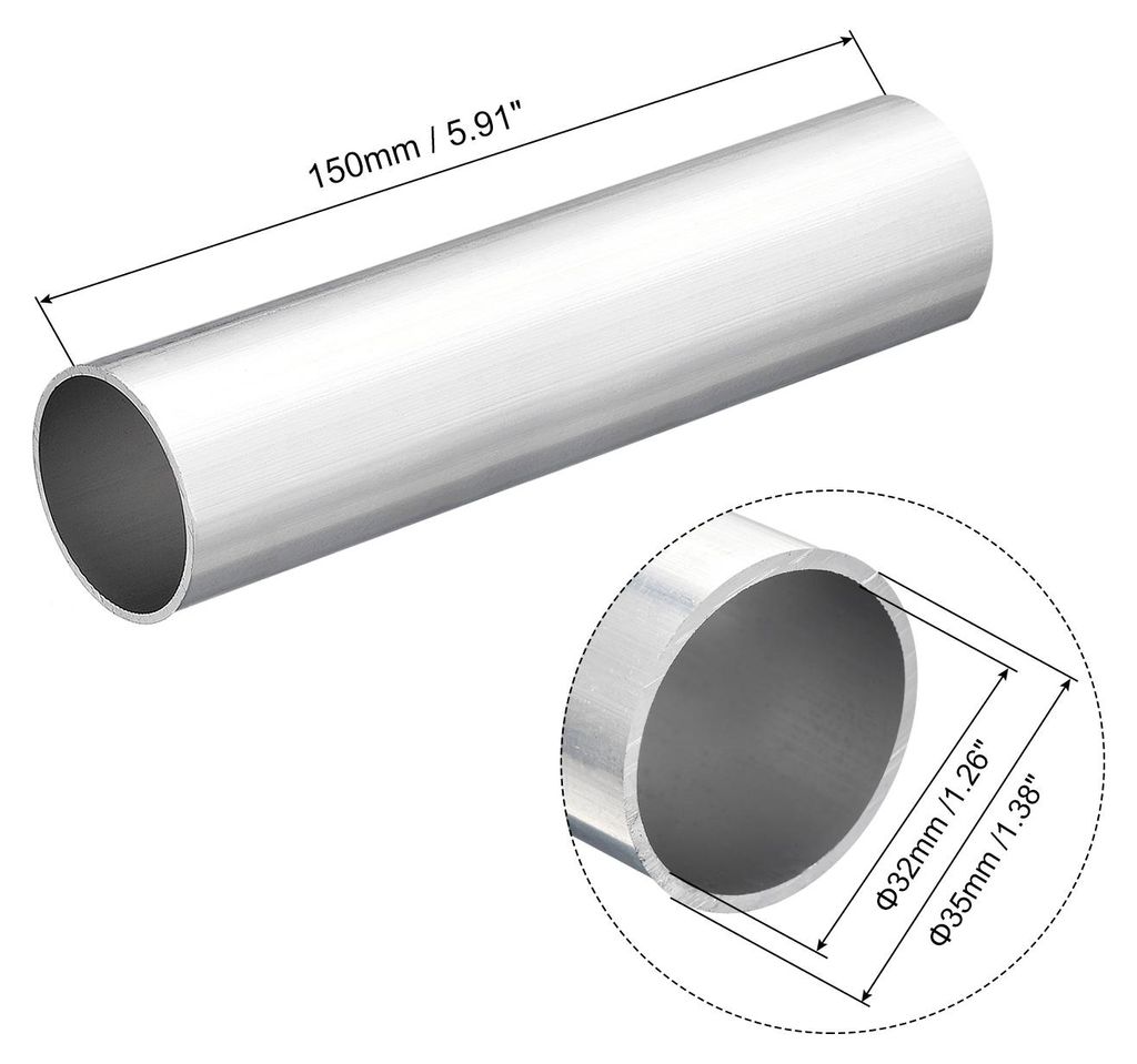 6063 Aluminium Rundrohr 32mm Innendurchmesser Alurohr 35mm Au?endurchmesser Aluprofil Metallrohr 150mm L?nge Aluminium Rohr fš¹r Industriebau Bas...