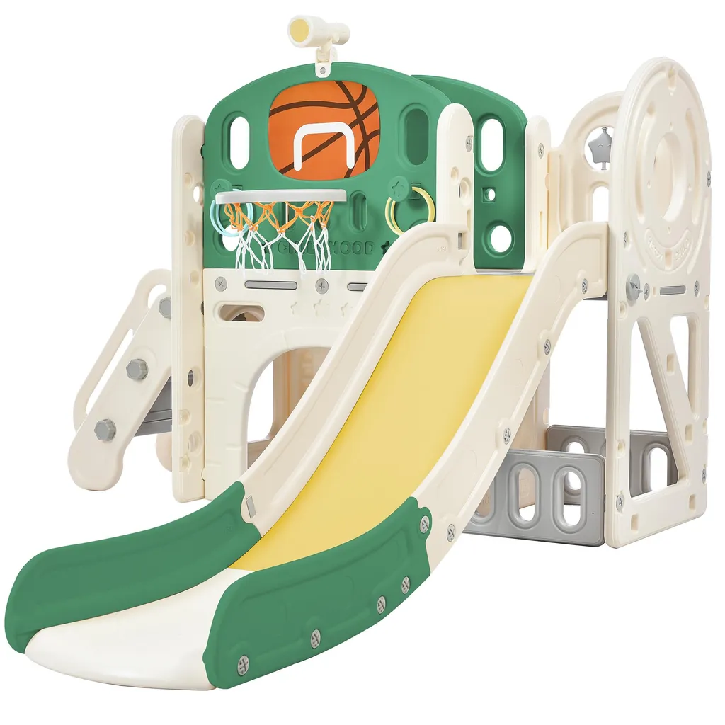 Toboggan Enfant Sécurisé avec Marches Larges et Tunnel pour Aire de Jeu HDPE