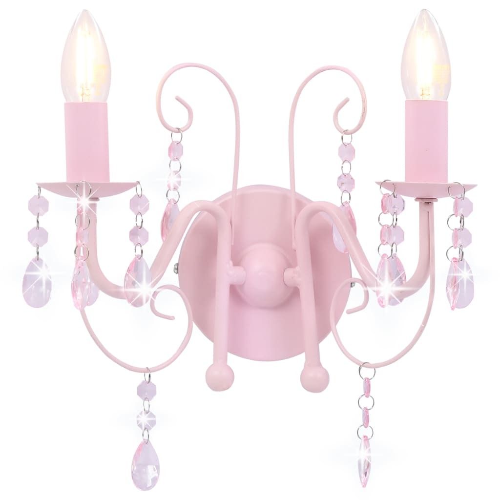 vidaXL Applique con perle rosa 2 × prese E14 Immagine del prodotto 