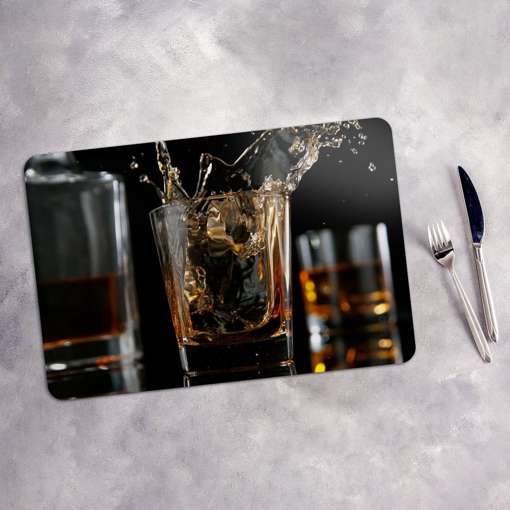 Tischset 6x45x30 cm Platzset Tischmatte Platzmatte Untersetzer - Whisky Glas