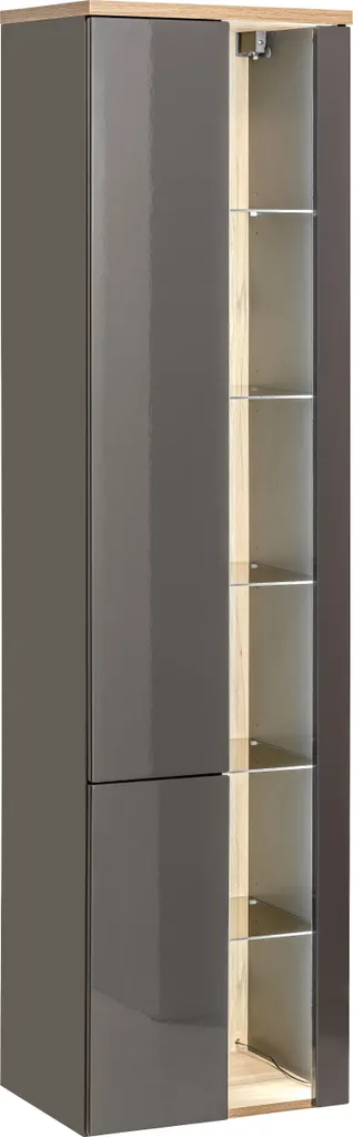 Meuble haut de salle de bain 170 cm gris graphite et chêne Wotan