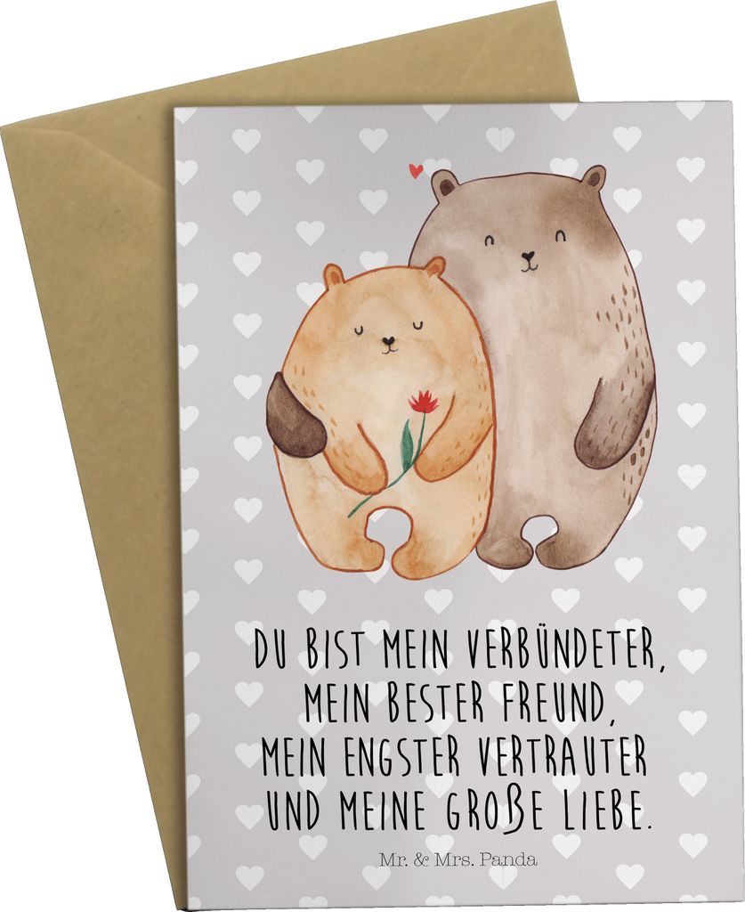 Mr. & Mrs. Panda Glückwunschkarte Bären Liebe - Grau Produktbild 