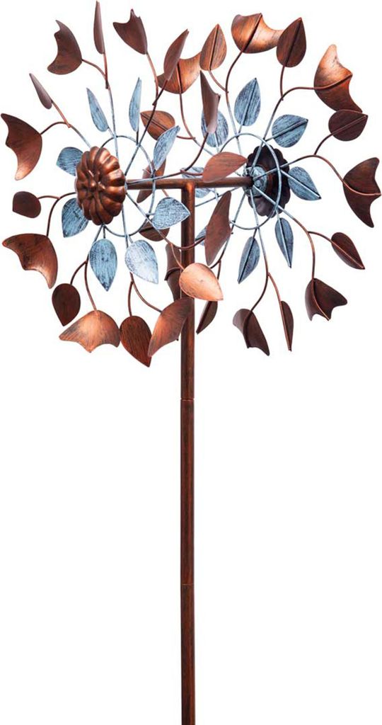 Kinetic Art: Metal Wind Spinner: Copper Leaf Duett