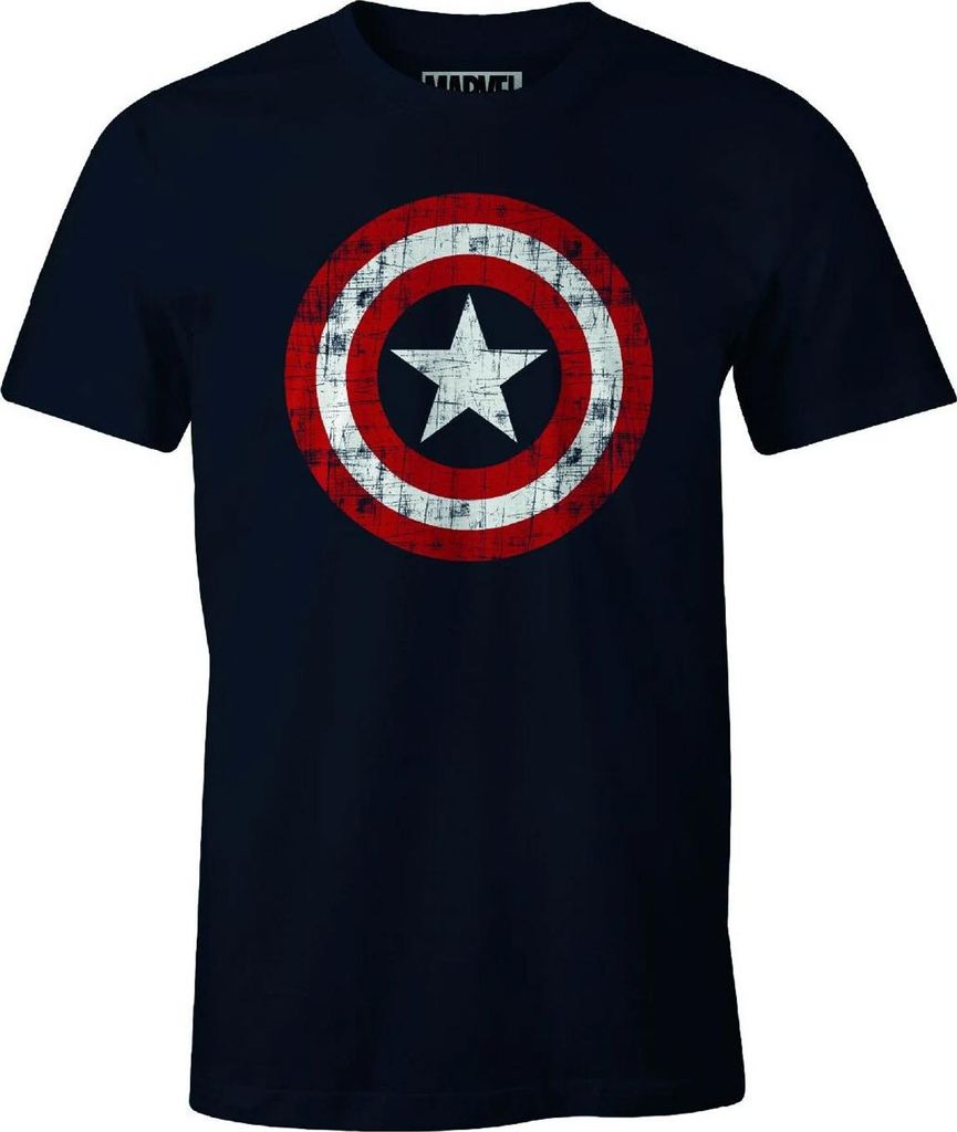 Captain America - T-Shirt für Herren CD261 (S) (Dunkles Marineblau)