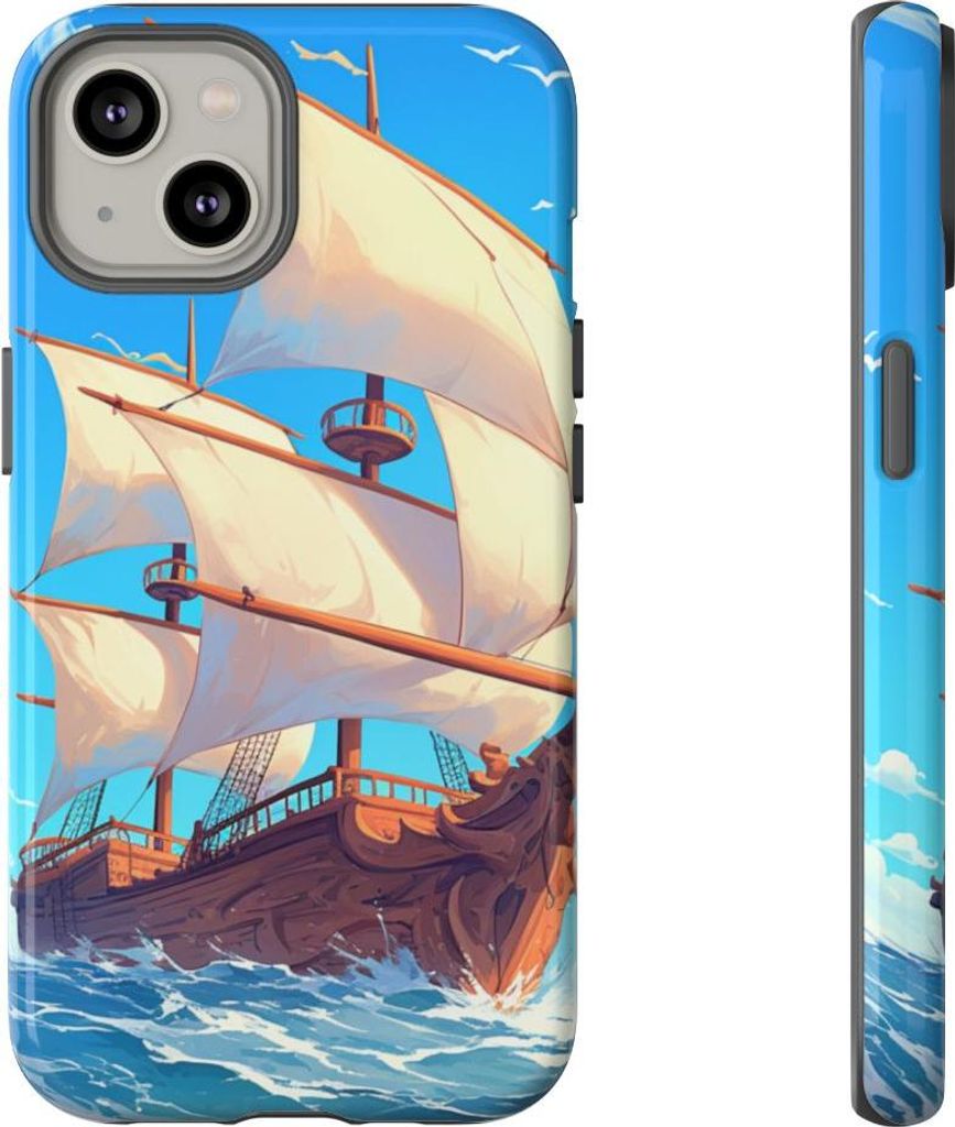 Segelschiff auf Ozeanwellen – Hülle Kompatibel mit iPhone 14