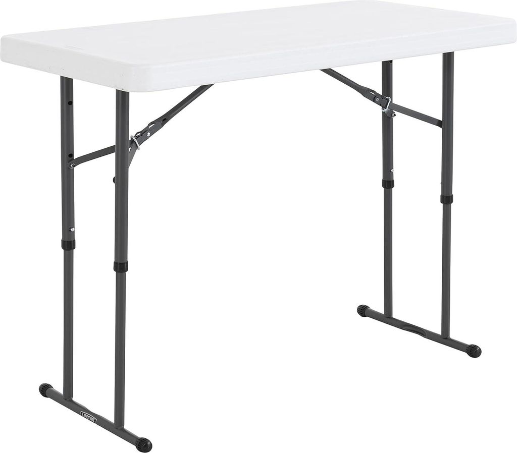 Höhenverstellbarer klappbarer Schreibtisch-Aufbewahrungstisch (12 m) - 4 Beine - Granitweiß