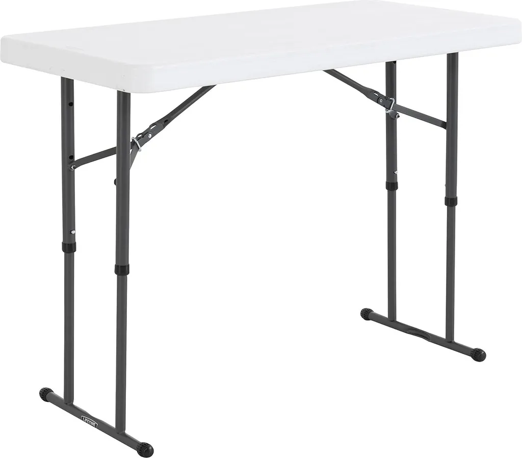 Table de bureau pliable réglable 12m blanc granit à 4 pieds robustes