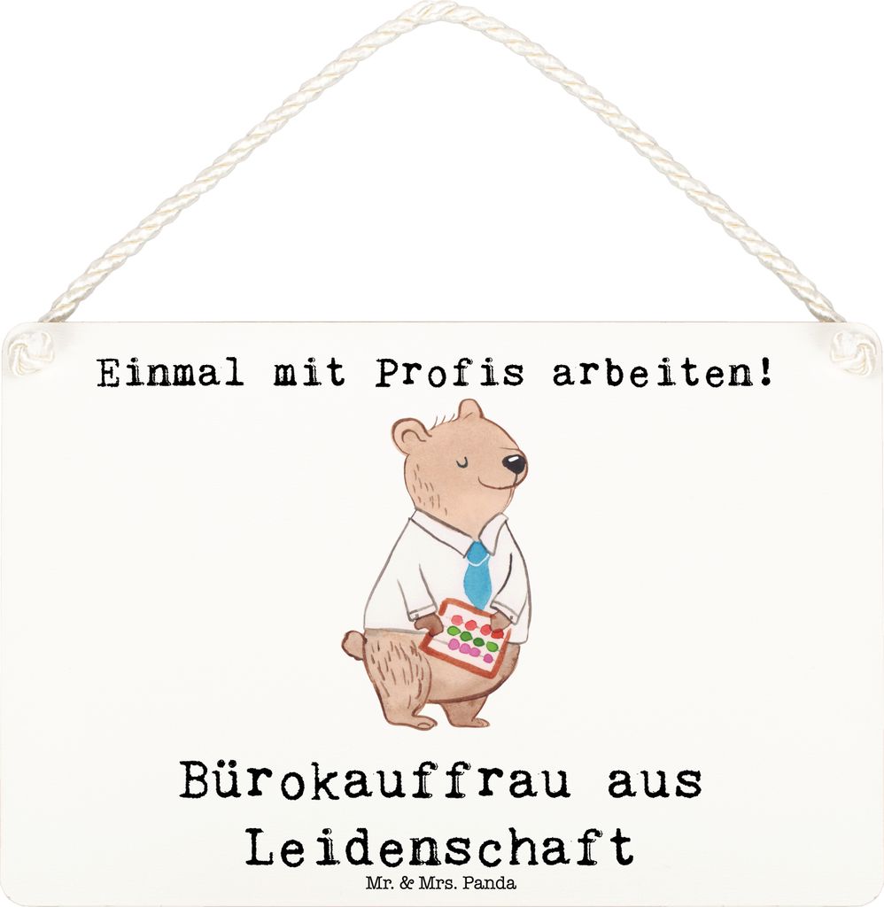 Mr. & Mrs. Panda Wandbild Holz Bürokauffrau Leidenschaft DIN A6 - Weiß - Geschenk, holzbild, Kauffrau für Büromanagement, Lustig, wandtafel, Sc...